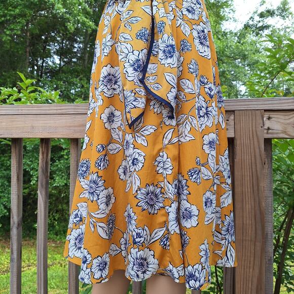 Eliza J Floral Fit & Flare Midi Dress Women's 8 Flutter Sleeve Pockets Retro - Picture 12 of 16